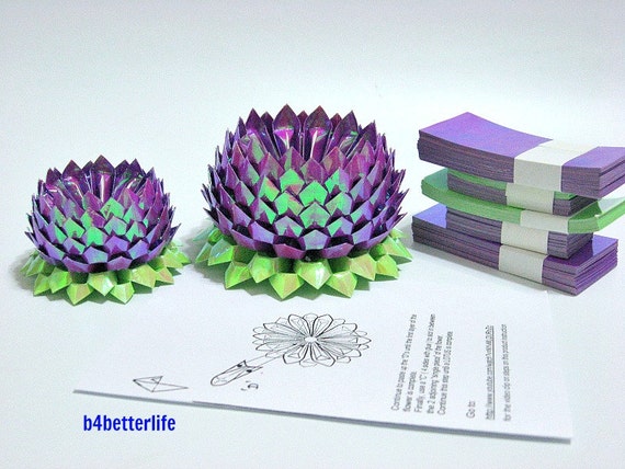 flower origami purple lotus of Color Papers of 464 4pcs sheets Lotus Kit Purple Making Origami For