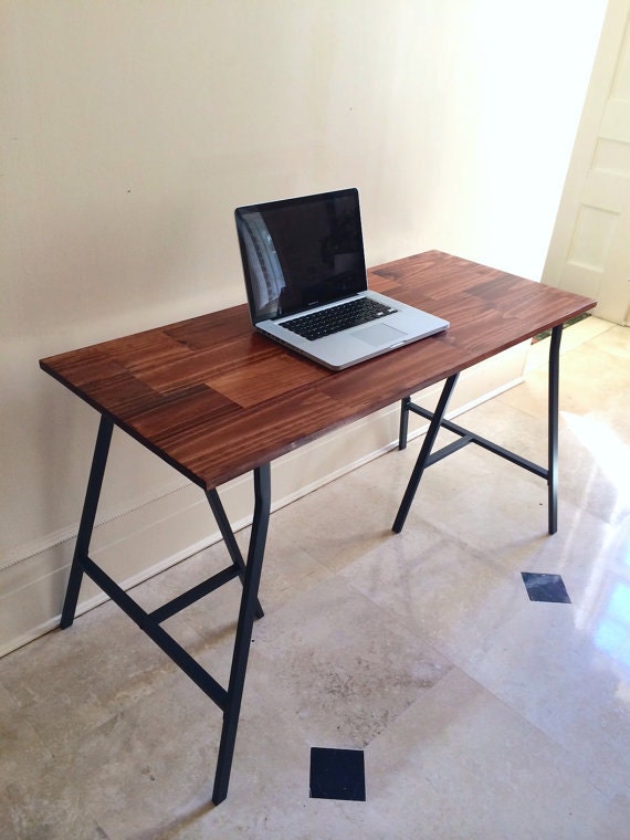 48x20 Handfinished Desk in Red Oak Stain Wood by goldenrulenyc