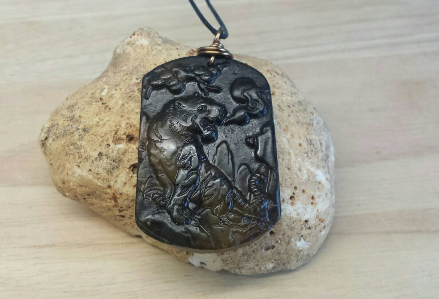 Mens necklace. Carved Jade pendant. Chinese by empoweredcrystals