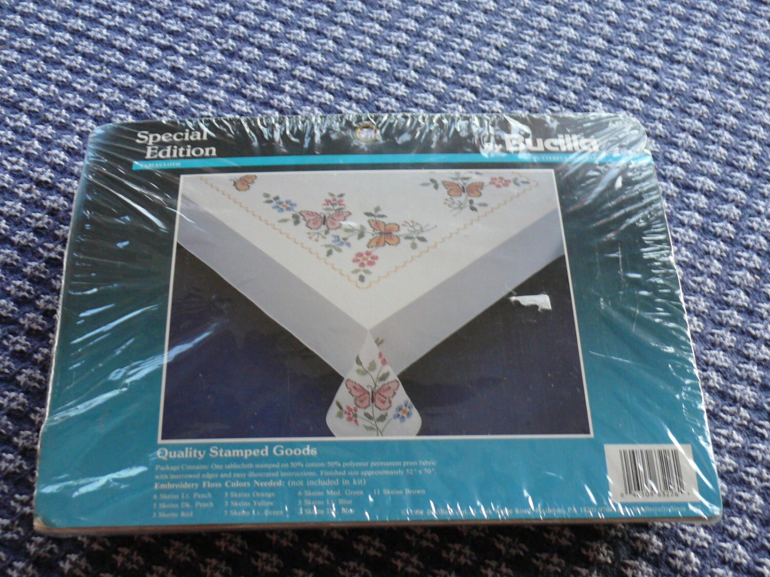 Stamped Embroidery Tablecloth Kit Butterfly Serenade by