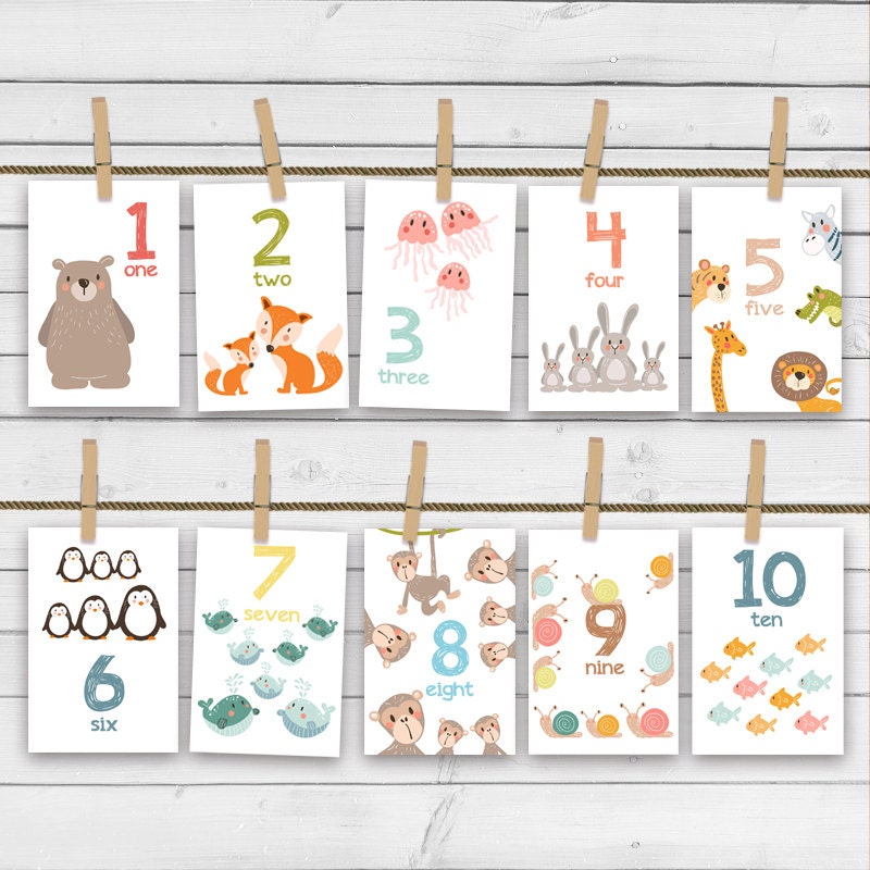 Printable Animal Number Cards | printable animal numbers card set number flash cards nursery Printable Animal Number Cards | printable animal numbers card set number flash cards nursery