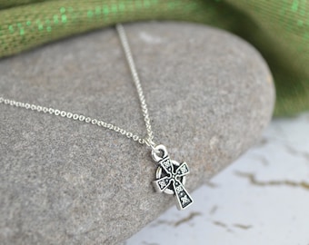 Irish Celtic Cross Silver Necklace
