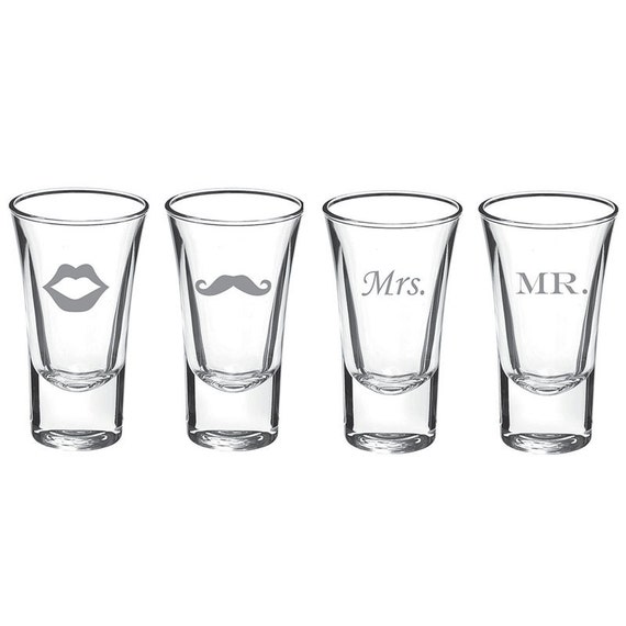 4 Custom Engraved Shot Glasses Custom Shot by KustomProducts