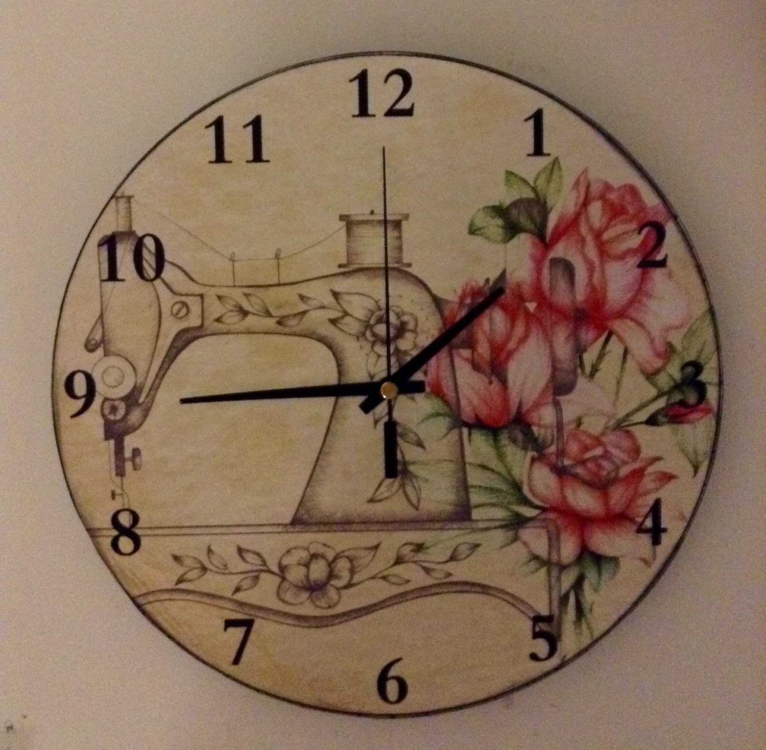 Sewing Machine 11 Inch Round Wall Clock