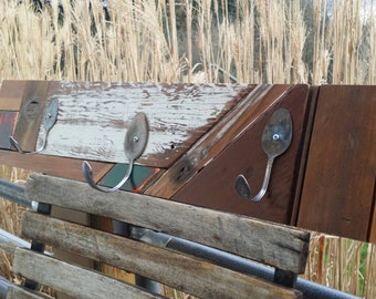 Reclaimed Wood Coat Hook Rack with Spoons