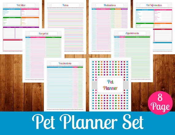 Pet Planner Set 8 Page Instant Download by OrganizedCandyShoppe