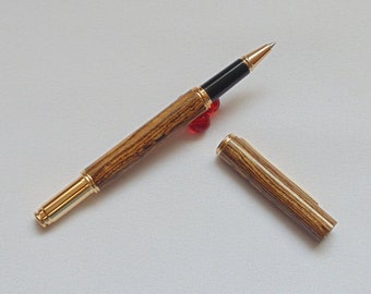 24ct. Gold Plated Dorchester Rollerball Pen Made with Exotic Bocote Wood
