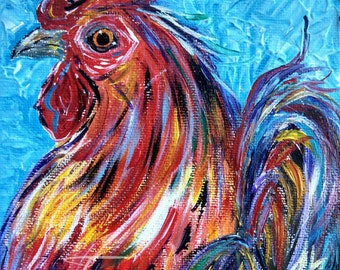 Rooster painting | Etsy