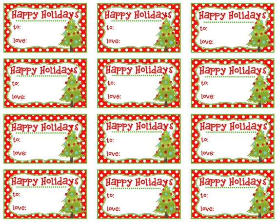 Printable Christmas Tree Gift Tags Instant Download