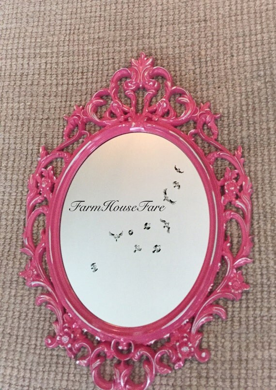 Shabby Chic Mirror Hot Pink Girls Room Ornate Oval Nursery