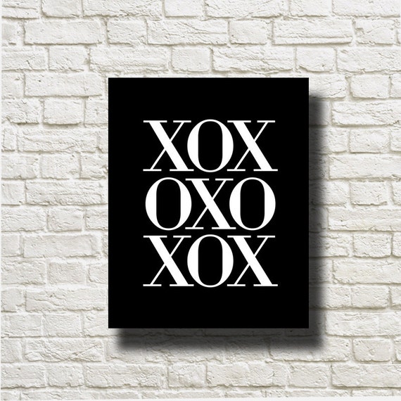 Items similar to XO Black White Printable Instant Download Art Print