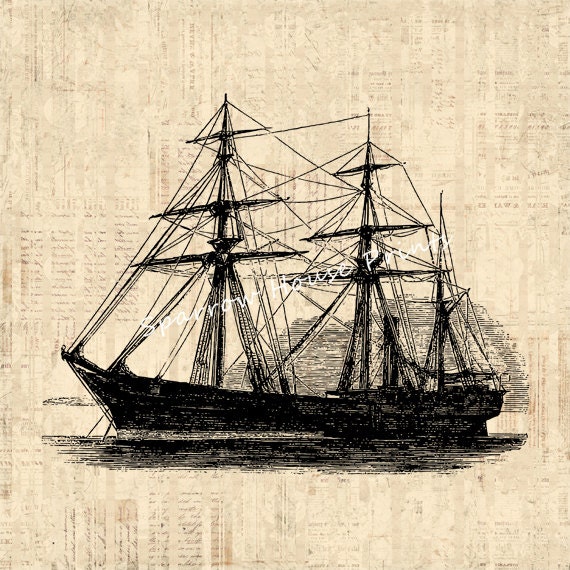 Ship Print Wall Art Boat Old Fashioned Ship Home Decor Antique Artwork ...