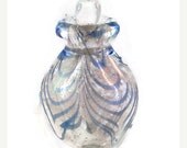 Art Glass Perfume Bottle, Hand Blown Murano with a Blue Swirls and Gold Speckles
