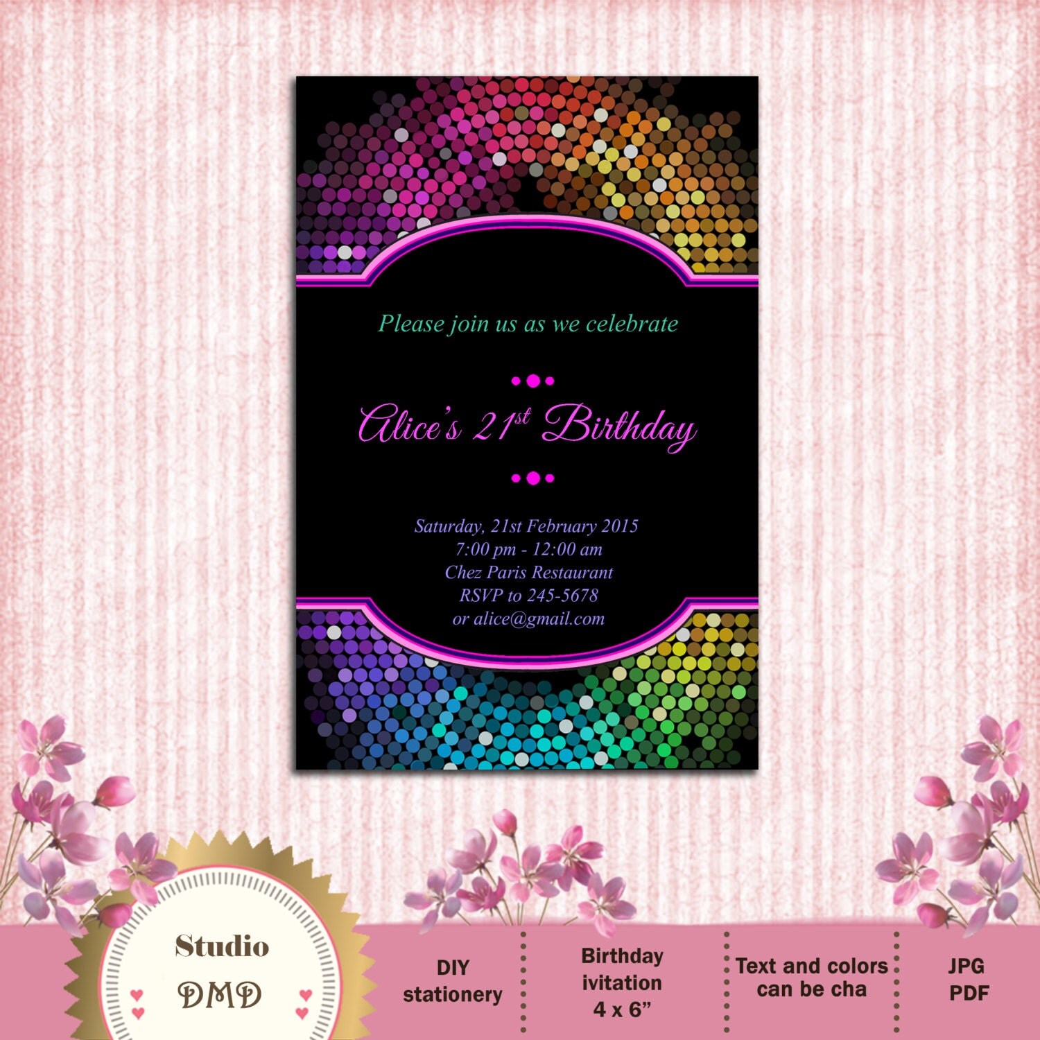 Glitter Birthday Party Invitations 2