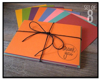 Thank You Cards with Envelopes, Flat Notecards and Envelopes, Thank You Cards Set, Stamped Note Cards and Thank You Notes, Set of 8
