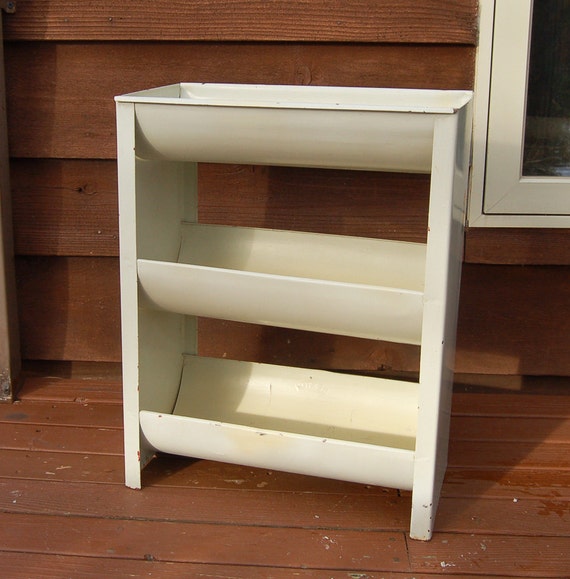 Antique Ivory Metal Vegetable Bin Pantry Veggie and Fruit