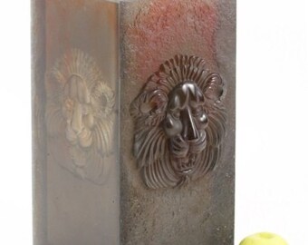 Large Daum Crystal Vase Pate De Verre Grande Modele Lion Heavy Art Glass