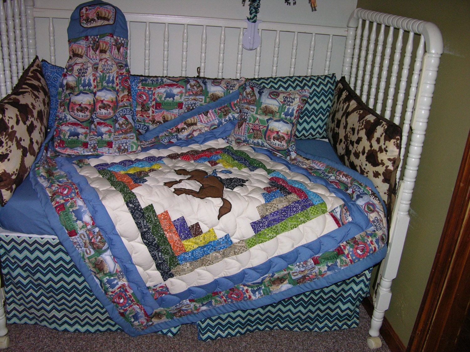 Western Cowboy Rodeo Crib Bedding Set & Crib Mobile
