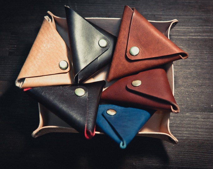 Horween Leather Triangle Coin Purse/Coin Wallet/Leather Coin Purse