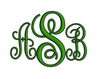 Fancy Monogram Embroidery Font Upper Case Satin Stitch Digitized -Instant Download-1,2,3 inch