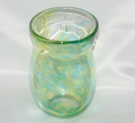 Art Glass Tumbler hand blown light green and by SpiritGlassLLC