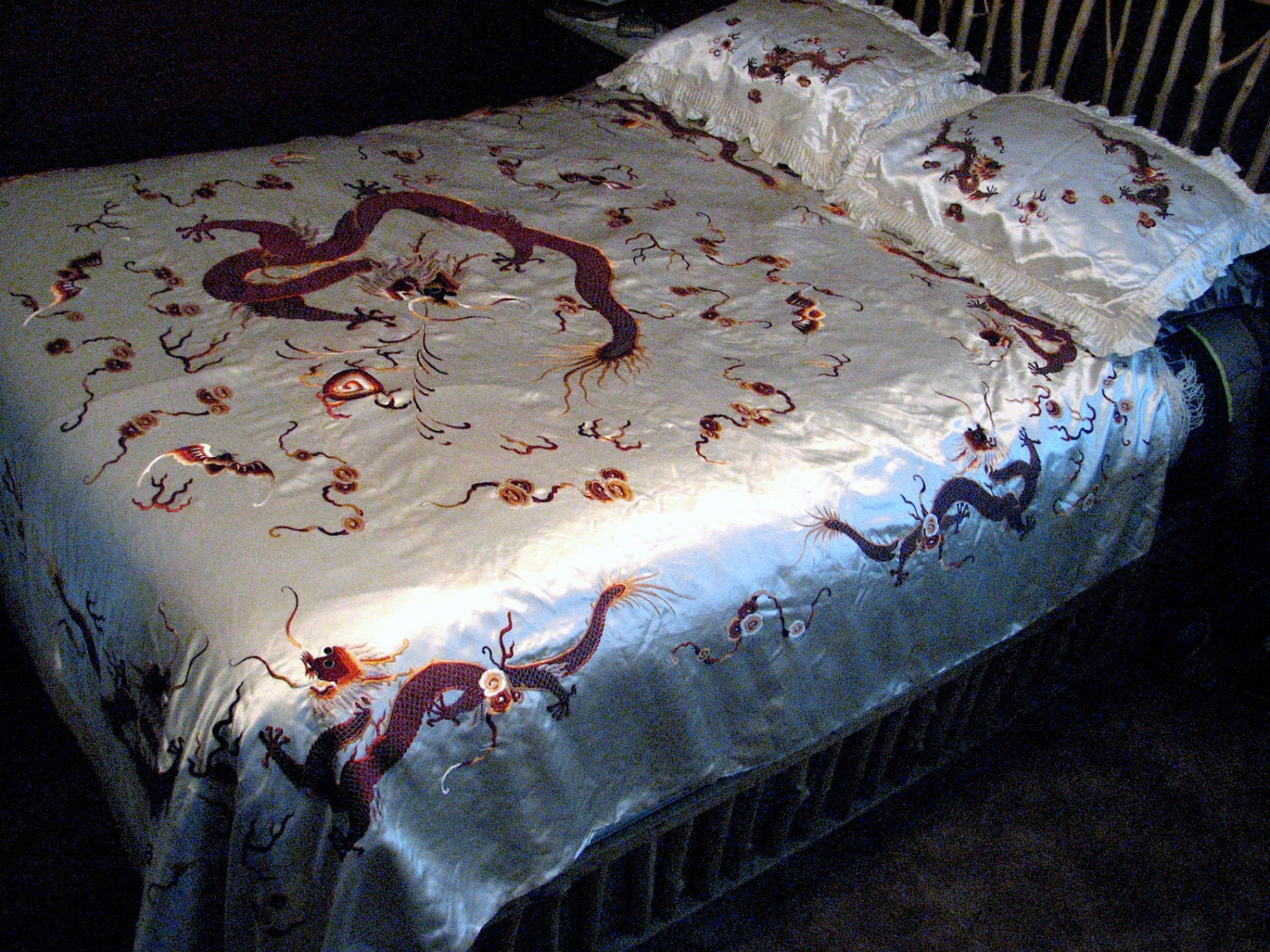 HandEmbroidered Silk Bedspread by DonmarStudio on Etsy