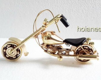 New Hand Carved Metal Art Model Motorcycle HARLEY DAVIDSON - Yellow color