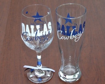 Dallas Cowboys Wine/Beer OR Pilsner Beer Glass set