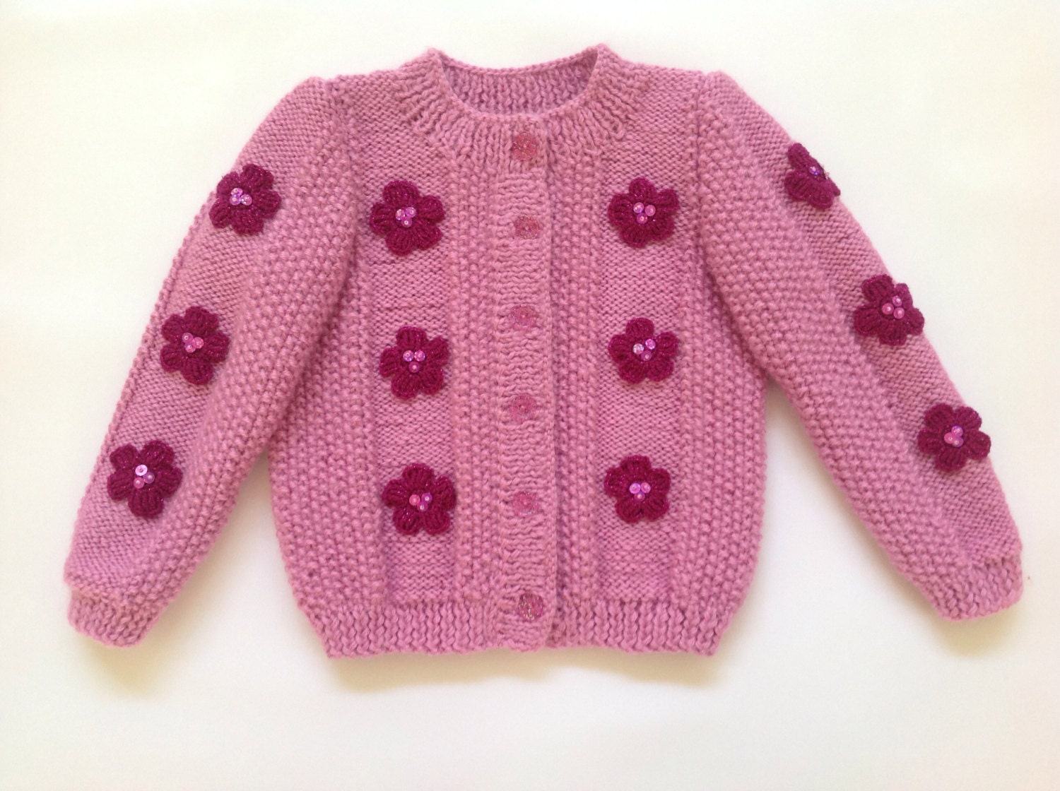 Girls Lavender Cardigan with Flowers