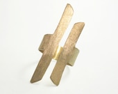 Handmade Ring-Contemporary Jewelry-Metalwork-Gold Bronze Ring-Brass Ring-Geometric Matte Faced Ring-Modern Jewelry-Adjustable Ring