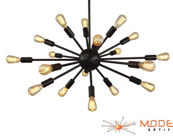 Sputnik Atomic Mid Century Modern Chandelier Starburst