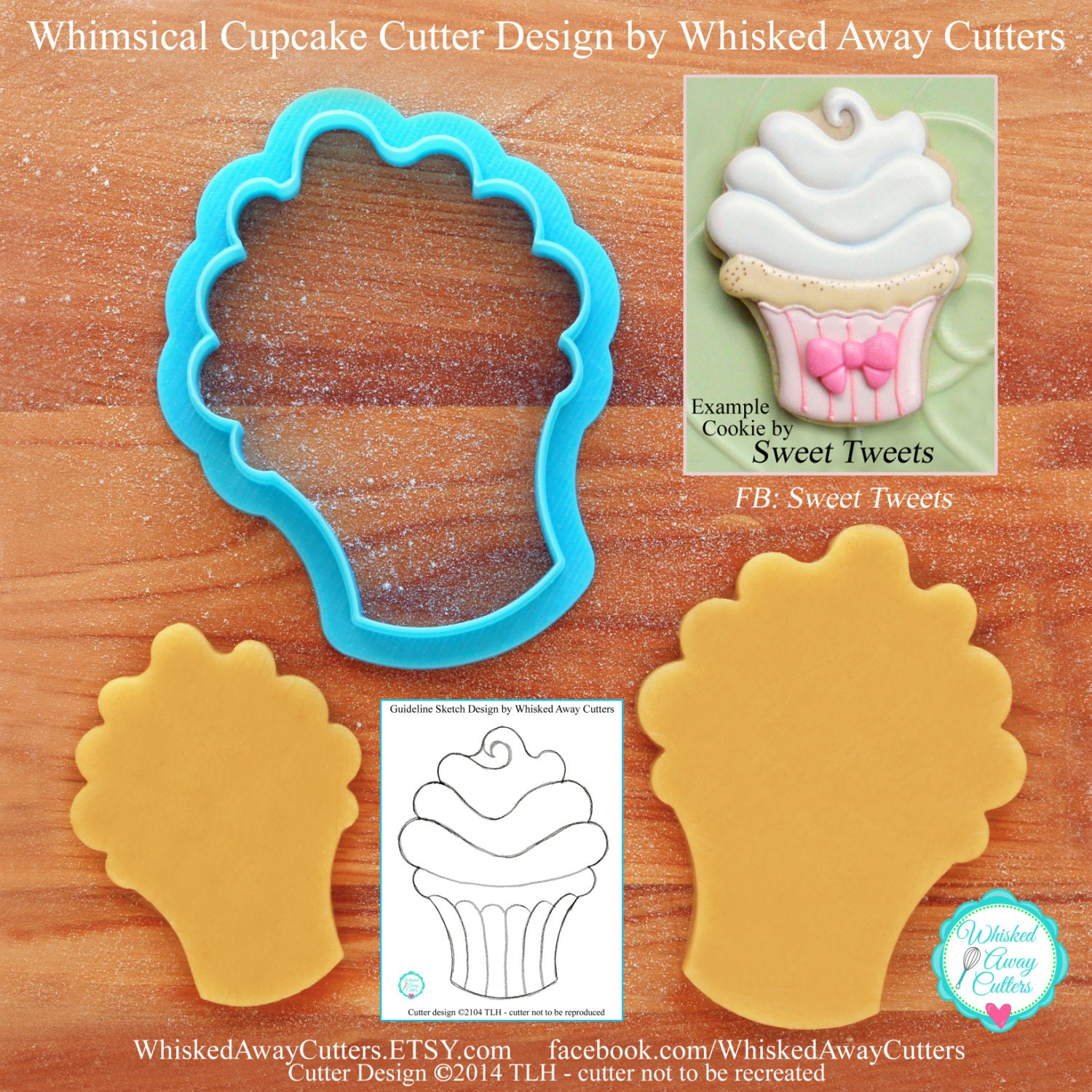 Whimsical Cupcake Cookie Cutter & Fondant Cutter Guideline