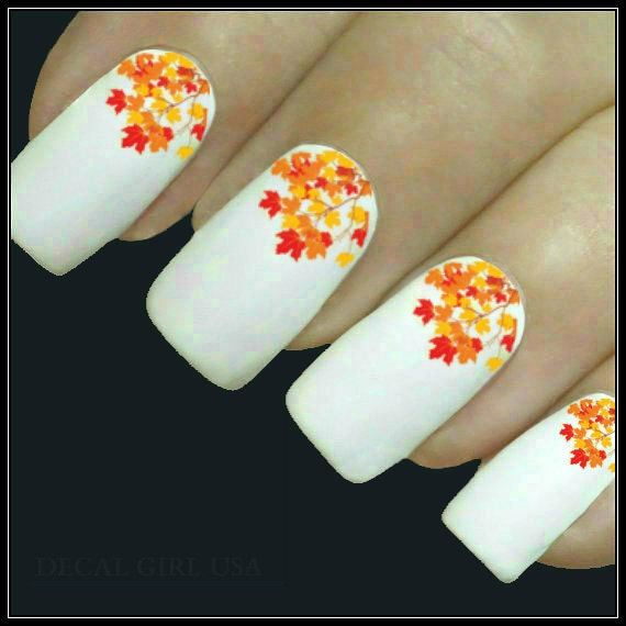 Autumn Nail Decal Fall Leaves Nail Art 20 Water by ...