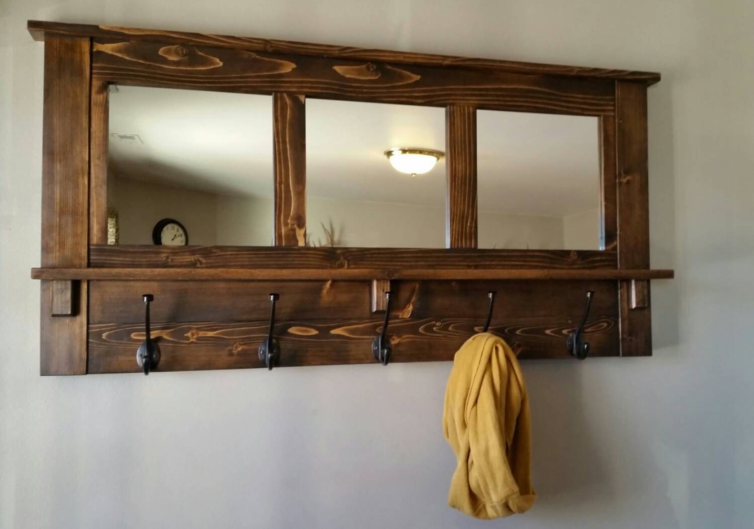 Mirror With Coat Hooks : *Beautiful quality handmade rustic style