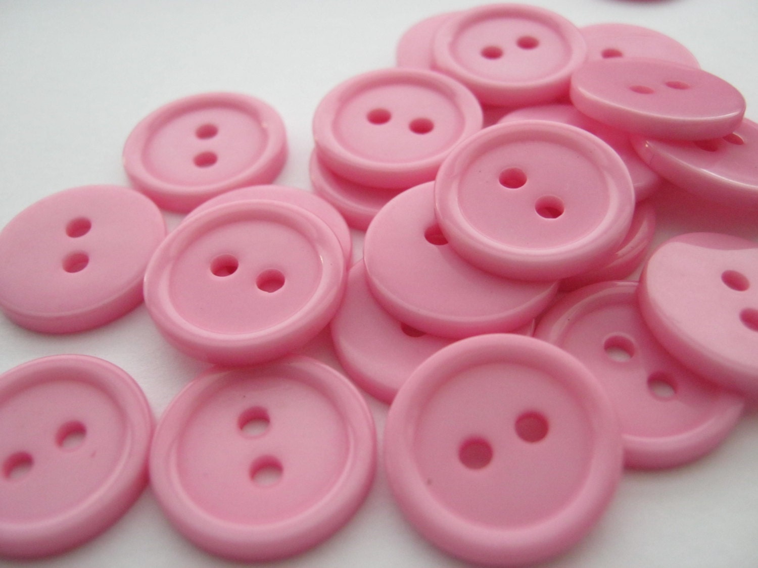 10 Baby Pink Sewing Buttons 15mm 5/8 inch Resin Round