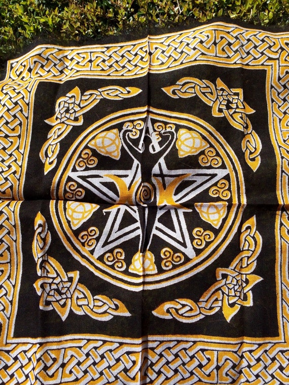 Yellow and Black Pagan Altar Cloth Lovely by MaidenMotherMoon