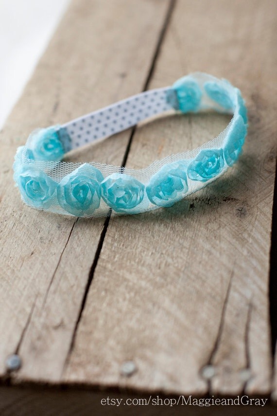 Blue Flowers Newborn Headband Newborn Headband Photo Prop