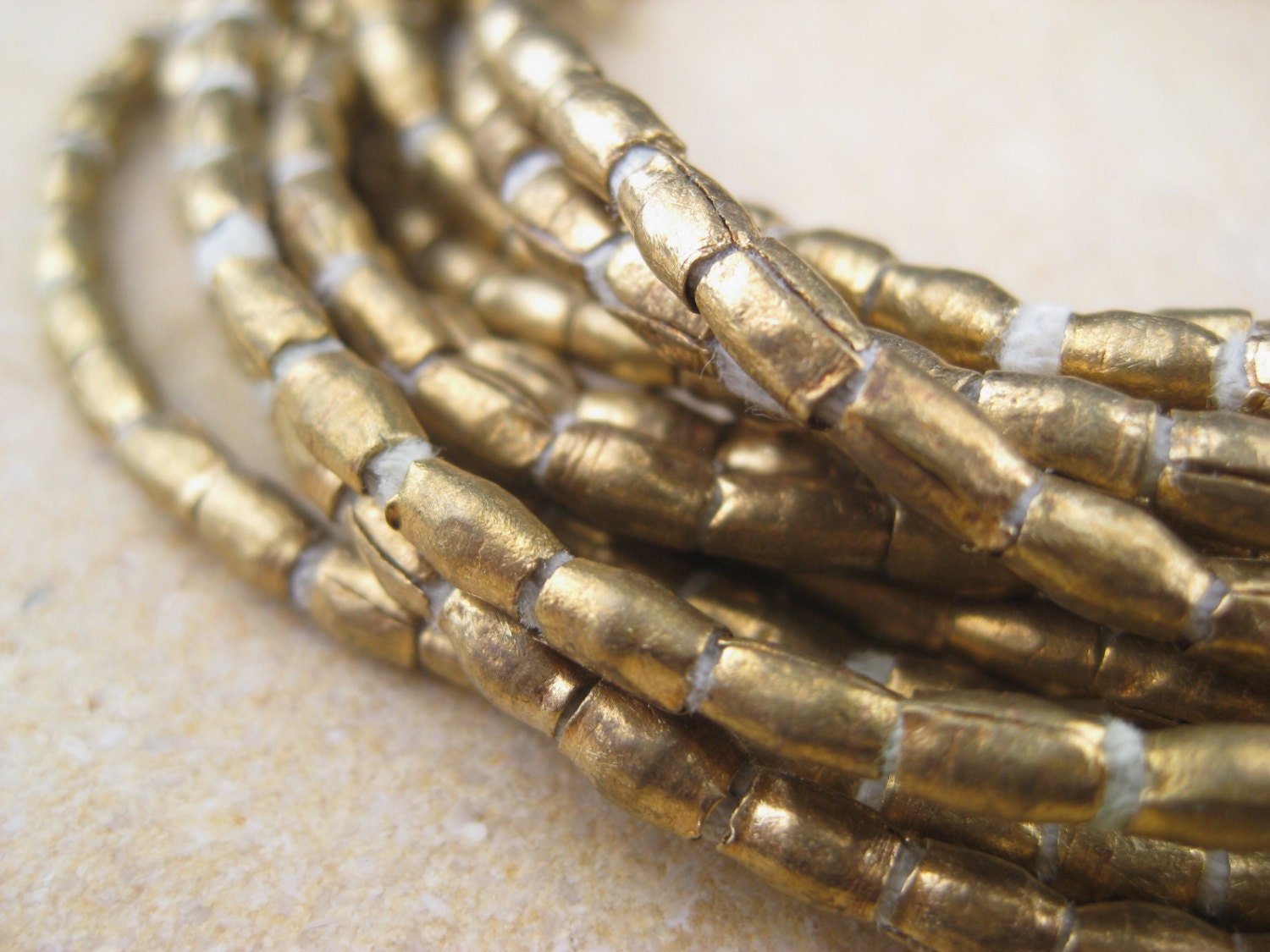 Folded Brass Tube Beads From the Villages of Ethiopia African