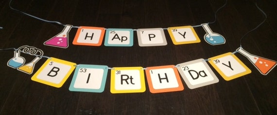 happy periodic birthday table banner party Periodic banner banner Birthday  table  Happy Science Birthday
