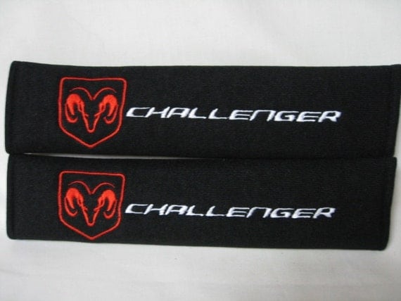 1 PAIR 2 pieces Dodge Challenger Embroidery Seat Belt Cover