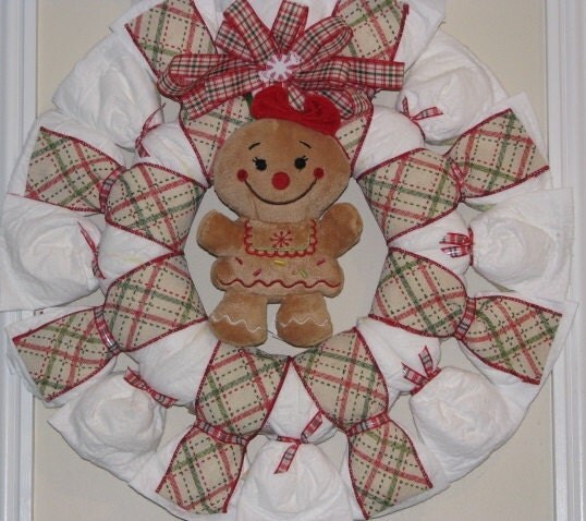 GINGERBREAD Girl Christmas Diaper Wreath