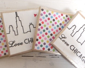COASTERS!! Set of 4 LOVE Chicago Coasters