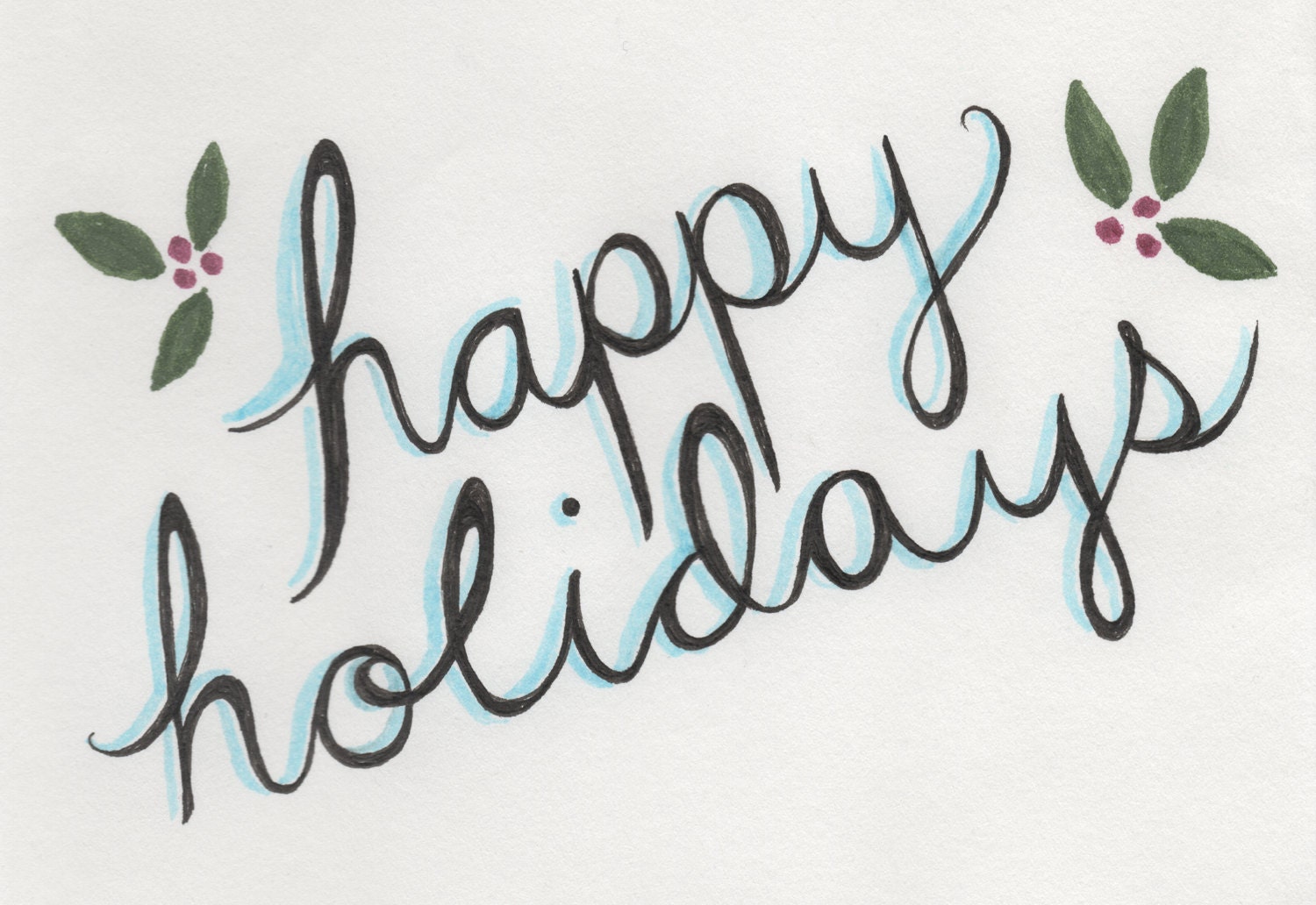 simple happy holidays generic holiday cards by bbprints on Etsy