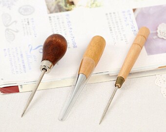 A.B.C Wood awl needle leather tool-Felting needle-Bradawl-Wooden Handle Awl-Wood Handle needle