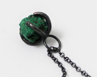 Handmade Silver Malachite Necklace, 925 Silver Malachite Rock Necklace, Unique Gift, Wholesale Available