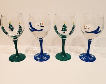 christmas wine glasses