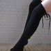 Sexy Black Lace Knee Socks Soft Micro Ribbon Knee High Socks