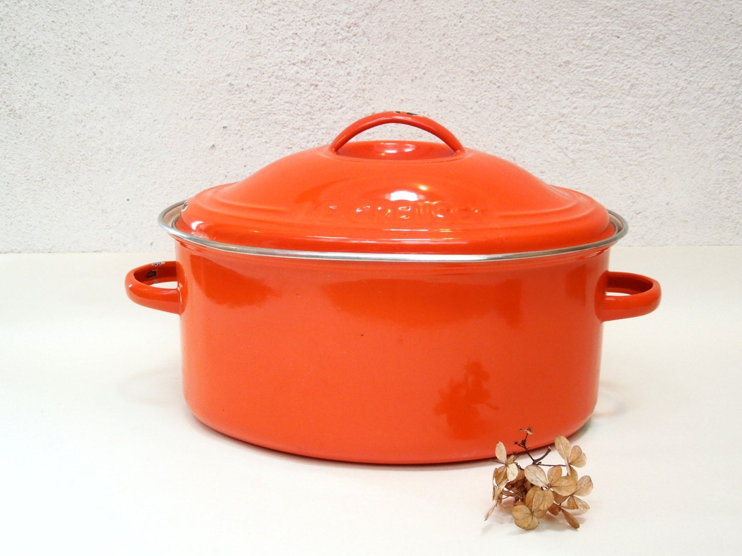 Orange Oval Casserole Le Creuset French Vintage Cousances