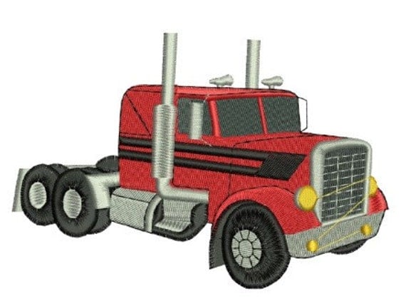 Semi Truck 02 Design Machine Embroidery 5x7 Instant Digital 5400