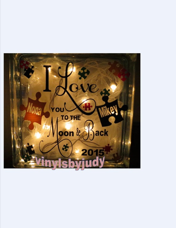 design cut glass names BLOCK love I GLASS moon by the to AUTISM you vinylsbyjudy and